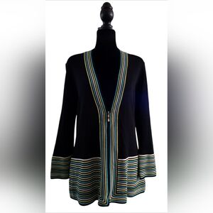 Misook Knit Classic Full Zip Cardigan V Neck Career Travel Sweater Small